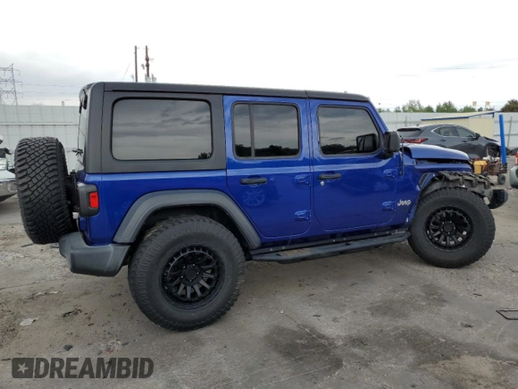 2019 Jeep Wrangler Unlimited Sport S with VIN 1C4HJXDG4KW599193, listed as a Copart auction lot 58918705 with 56,232 mi miles and Salvage title. Bid and sale history available at DreamBid. Image 3.