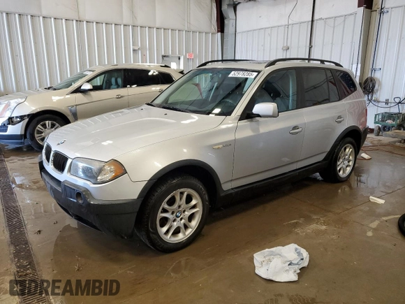 2005 BMW X3 2.5i with VIN WBXPA734X5WC50438, listed as a Copart auction lot 52978285 with 137,175 mi miles and Non Repairable. Bid and sale history available at carsss.com. Image 1.