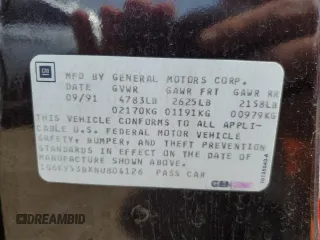1992 Cadillac Seville z VIN 1G6KY53BXNU804126, wystawiony jako Copart lot #69219394 z przebiegiem 100 647 mil mil oraz Czysty tytuł • Clean title. Historia ofert i sprzedaży dostępna na DreamBid. Obrazek 12.