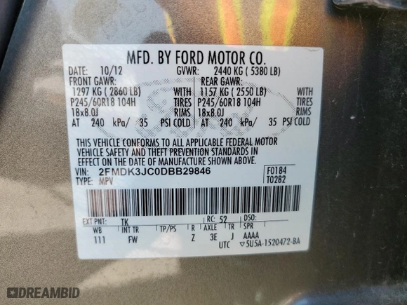 2013 Ford Edge SEL with VIN 2FMDK3JC0DBB29846, listed as a Copart auction lot 51641675 with 143,582 mi miles and Salvage Title. Bid and sale history available at carsss.com. Image 16.