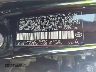 2016 Toyota Prius One z VIN JTDKDTB35G1119947, wystawiony jako IAAI lot #42009815 z przebiegiem 91 941 mil mil oraz . Historia ofert i sprzedaży dostępna na DreamBid. Obrazek 9.