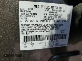 2014 Ford Edge SEL with VIN 2FMDK3J91EBA33648, listed as a Copart auction lot 63723214 with 0 mi miles and Salvage Title. Bid and sale history available at carsss.com. Image 13.