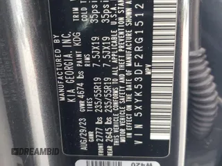 2024 Kia Sportage SX-Prestige with VIN 5XYK53DF2RG151214, listed as a Copart auction lot 62088215 with 20,785 mi miles and Salvage title. Bid and sale history available at DreamBid. Image 13.