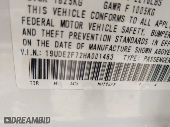 2017 Acura ILX Premium with VIN 19UDE2F72HA001483, listed as a IAAI auction lot 42586161 with 31,332 mi miles and . Bid and sale history available at DreamBid. Image 9.