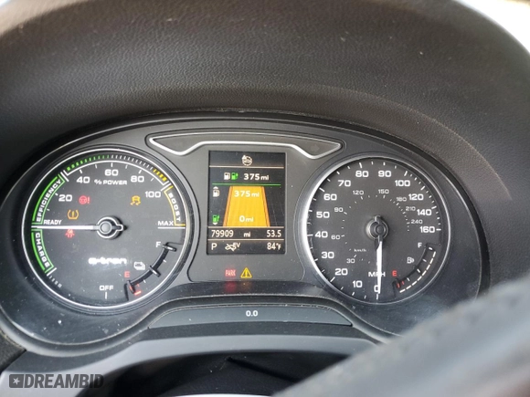 2017 Audi A3 Sportback e-tron Premium with VIN WAUUPBFF9HA077411, listed as a Copart auction lot 58949384 with 79,909 mi miles and Salvage Title. Bid and sale history available at carsss.com. Image 9.