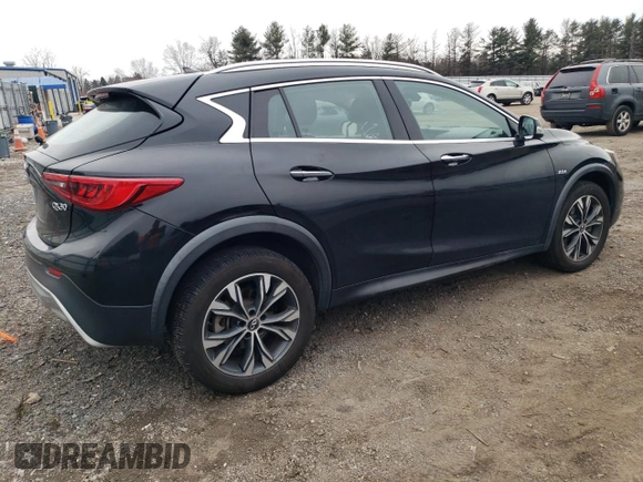 2018 Infiniti QX30 Luxury with VIN SJKCH5CR8JA057438, listed as a Copart auction lot 46756635 with 61,255 mi miles and Salvage title. Bid and sale history available at DreamBid. Image 3.