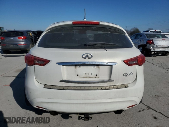 2015 Infiniti QX70 with VIN JN8CS1MU6FM381563, listed as a Copart auction lot 45113595 with 199,694 mi miles and Salvage title. Bid and sale history available at DreamBid. Image 6.