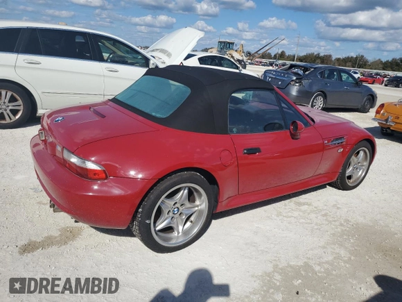 2000 BMW Z3 M 3.2L with VIN WBSCK9347YLC93878, listed as a Copart auction lot 74850664 with 0 mi miles and Salvage Title. Bid and sale history available at carsss.com. Image 3.