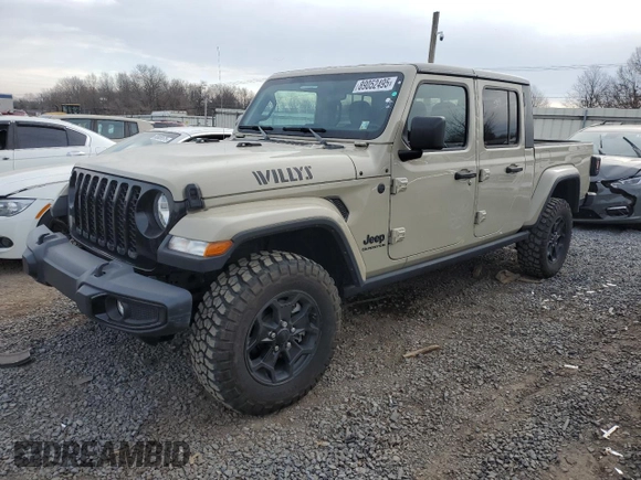 2022 Jeep Gladiator Willys with VIN 1C6JJTAM1NL167355, listed as a Copart auction lot 89052495 with 11,378 mi miles and Clean Title. Bid and sale history available at carsss.com. Image 1.