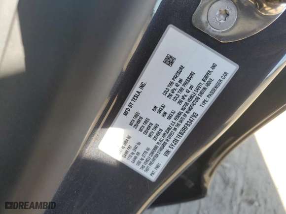 2024 Tesla Model 3 Long Range with VIN 5YJ3E1EB3RF834793, listed as a Copart auction lot 46839595 with 4,588 mi miles and Salvage Title. Bid and sale history available at carsss.com. Image 14.