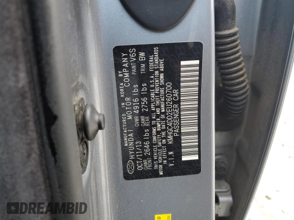 2014 Hyundai Genesis 3.8L with VIN KMHGC4DD2EU260700, listed as a Copart auction lot 64601574 with 185,847 mi miles and Salvage Title. Bid and sale history available at carsss.com. Image 14.