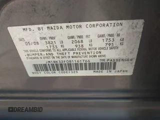 2008 Mazda 3 i Touring with VIN JM1BK32F081161766, listed as a IAAI auction lot 41853983 with 190,719 mi miles and . Bid and sale history available at DreamBid. Image 9.