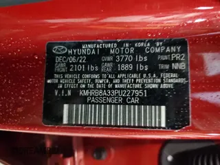 2023 Hyundai Venue SE with VIN KMHRB8A33PU227951, listed as a Copart auction lot 45687455 with 29,479 mi miles and Salvage Title. Bid and sale history available at DreamBid. Image 12.