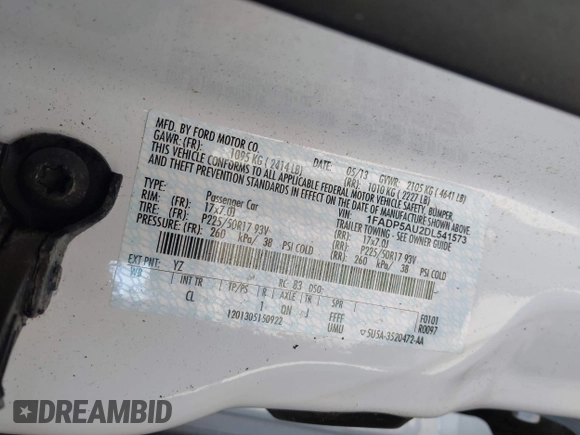 2013 Ford C-Max SE с VIN 1FADP5AU2DL541573, выставлен на аукционе IAAI как лот 42233822 с пробегом 127 650 миль миль и . История ставок и продаж доступна на DreamBid. Изображение 9.