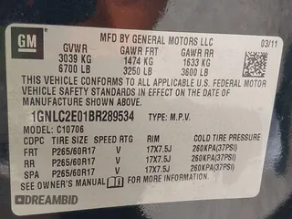 2011 Chevrolet Tahoe Commercial with VIN 1GNLC2E01BR289534, listed as a IAAI auction lot 41670183 with 119,422 mi miles and . Bid and sale history available at DreamBid. Image 9.