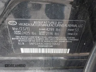 2011 Hyundai Sonata GLS z VIN 5NPEB4ACXBH270682, wystawiony jako IAAI lot #42342059 z przebiegiem 176 713 mil mil oraz . Historia ofert i sprzedaży dostępna na DreamBid. Obrazek 9.