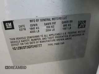 2016 Chevrolet Malibu LS z VIN 1G1ZB5ST3GF240777, wystawiony jako Copart lot #64483285 z przebiegiem 56 120 mil mil oraz Szkoda całkowita • Salvage title. Historia ofert i sprzedaży dostępna na DreamBid. Obrazek 12.