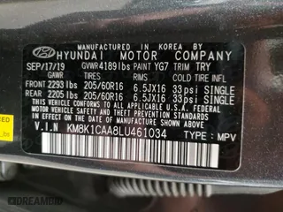 2020 Hyundai Kona SE with VIN KM8K1CAA8LU461034, listed as a Copart auction lot 42871345 with 75,495 mi miles and Salvage Title. Bid and sale history available at carsss.com. Image 16.