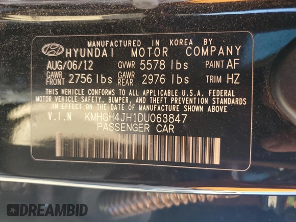 2013 Hyundai Equus Signature with VIN KMHGH4JH1DU063847, listed as a Copart auction lot 58177565 with 121,715 mi miles and Clean title. Bid and sale history available at DreamBid. Image 13.