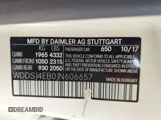 2018 Mercedes-Benz CLA 250 z VIN WDDSJ4EB0JN606657, wystawiony jako IAAI lot #42440570 z przebiegiem 123 978 mil mil oraz . Historia ofert i sprzedaży dostępna na DreamBid. Obrazek 9.