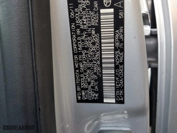 2011 Toyota Yaris with VIN JTDBT4K33BL005855, listed as a Copart auction lot 50617275 with 89,678 mi miles and Salvage Title. Bid and sale history available at carsss.com. Image 13.