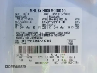 2014 Ford F-150 XL with VIN 1FTFW1ET6EKF37386, listed as a IAAI auction lot 42026773 with 137,759 mi miles and . Bid and sale history available at DreamBid. Image 9.