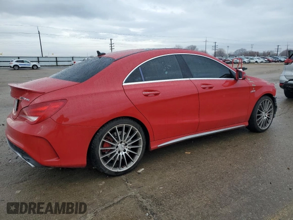 2015 Mercedes-Benz CLA 45 AMG with VIN WDDSJ5CB0FN204556, listed as a Copart auction lot 43118495 with 70,896 mi miles and Salvage Title. Bid and sale history available at DreamBid. Image 3.