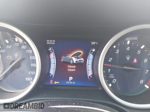 2014 Maserati Ghibli S Q4 with VIN ZAM57RTA6E1090505, listed as a IAAI auction lot 42326212 with 73,743 mi miles and . Bid and sale history available at DreamBid. Image 7.