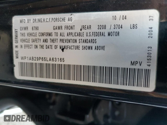 2005 Porsche Cayenne S with VIN WP1AB29P65LA63165, listed as a Copart auction lot 70038744 with 192,060 mi miles and Salvage Title. Bid and sale history available at carsss.com. Image 14.
