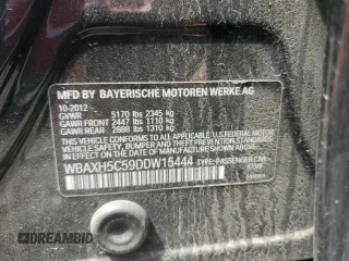 2013 BMW 5 Series 528i xDrive with VIN WBAXH5C59DDW15444, listed as a Copart auction lot 61769475 with 114,901 mi miles and Clean title. Bid and sale history available at DreamBid. Image 12.