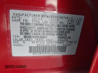 2014 Nissan Sentra S with VIN 3N1AB7AP2EL633311, listed as a IAAI auction lot 41894976 with 149,543 mi miles and . Bid and sale history available at DreamBid. Image 9.