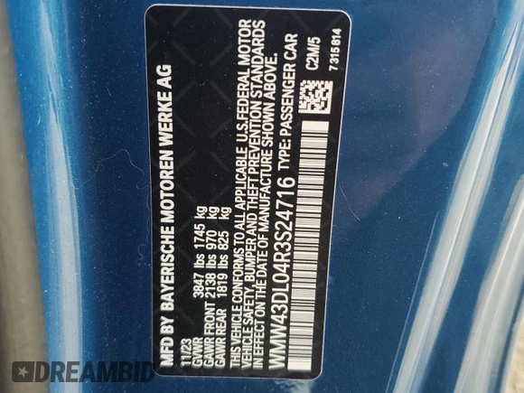 2024 MINI Convertible Cooper S z VIN WMW43DL04R3S24716, wystawiony jako Copart lot #63449955 z przebiegiem 11 863 mil mil oraz Nie do naprawy • Non repairable. Historia ofert i sprzedaży dostępna na DreamBid. Obrazek 12.