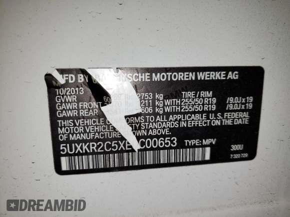 2014 BMW X5 sDrive35i with VIN 5UXKR2C5XE0C00653, listed as a Copart auction lot 48744455 with 111,812 mi miles and Salvage Title. Bid and sale history available at carsss.com. Image 13.