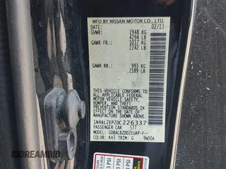 2013 Nissan Altima S with VIN 1N4AL2EP2DC226337, listed as a IAAI auction lot 42060854 with 161,225 mi miles and . Bid and sale history available at DreamBid. Image 9.