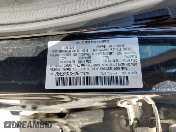 2016 Mazda CX-5 Sport z VIN JM3KE2BY3G0886115, wystawiony jako Copart lot #53803325 z przebiegiem Nie podano mil oraz Szkoda całkowita • Salvage title. Historia ofert i sprzedaży dostępna na DreamBid. Obrazek 13.