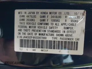 2012 Acura TSX z VIN JH4CU2F4XCC007868, wystawiony jako IAAI lot #42115103 z przebiegiem 154 268 mil mil oraz . Historia ofert i sprzedaży dostępna na DreamBid. Obrazek 9.