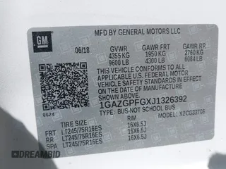 2018 Chevrolet Express Passenger LT z VIN 1GAZGPFGXJ1326392, wystawiony jako IAAI lot #41591765 z przebiegiem 350 366 mil mil oraz . Historia ofert i sprzedaży dostępna na DreamBid. Obrazek 9.