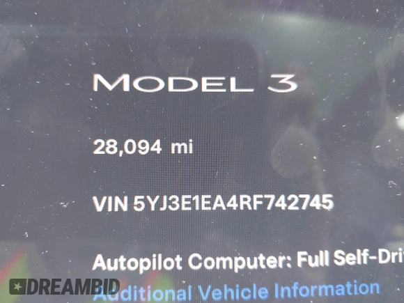 2024 Tesla Model 3 z VIN 5YJ3E1EA4RF742745, wystawiony jako IAAI lot #42085235 z przebiegiem 28 094 mil mil oraz . Historia ofert i sprzedaży dostępna na DreamBid. Obrazek 15.