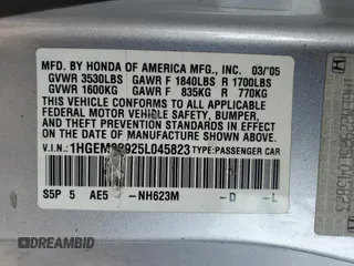 2005 Honda Civic EX with VIN 1HGEM22925L045823, listed as a Copart auction lot 55984995 with 245,821 mi miles and Salvage Title. Bid and sale history available at DreamBid. Image 12.