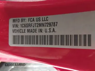 2021 Ram 1500 Laramie z VIN 1C6SRFJT2MN729787, wystawiony jako IAAI lot #42264245 z przebiegiem 81 625 mil mil oraz . Historia ofert i sprzedaży dostępna na DreamBid. Obrazek 9.