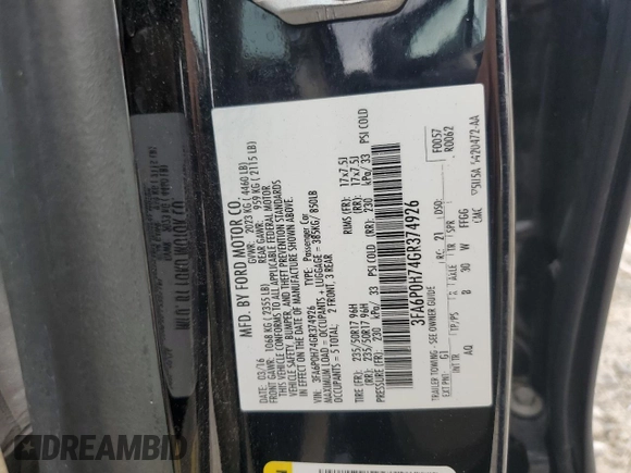2016 Ford Fusion SE with VIN 3FA6P0H74GR374926, listed as a Copart auction lot 66089275 with 82,851 mi miles and Clean title. Bid and sale history available at DreamBid. Image 12.