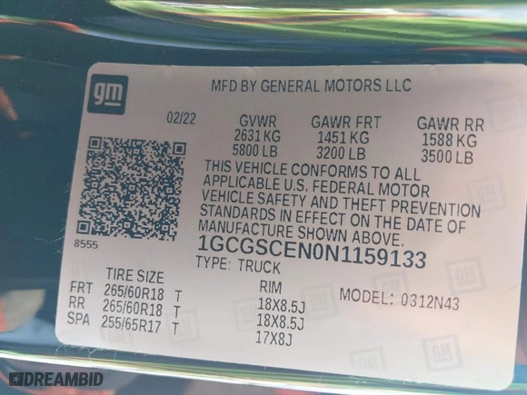 2022 Chevrolet Colorado 2WD LT with VIN 1GCGSCEN0N1159133, listed as a IAAI auction lot 41901155 with 31,113 mi miles. Bid and sale history available at carsss.com. Image 9.