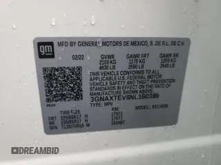 2022 Chevrolet Equinox LT with VIN 3GNAXTEV8NL160389, listed as a Copart auction lot 67119714 with 26,471 mi miles and Salvage Title. Bid and sale history available at carsss.com. Image 13.