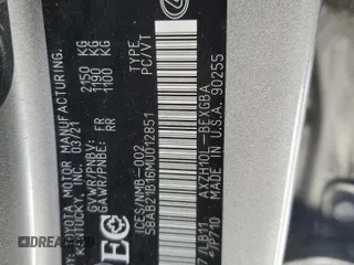 2021 Lexus ES 300h z VIN 58AB21B16MU012851, wystawiony jako Copart lot #44393765 z przebiegiem 248 891 mil mil oraz Szkoda całkowita • Salvage title. Historia ofert i sprzedaży dostępna na DreamBid. Obrazek 13.