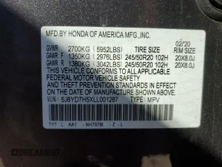 2020 Acura MDX Sport Hybrid w/Technology Pkg with VIN 5J8YD7H5XLL001287, listed as a Copart auction lot 43888194 with 55,464 mi miles. Bid and sale history available at carsss.com. Image 12.