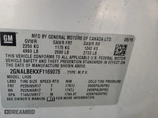 2015 Chevrolet Equinox LT with VIN 2GNALBEKXF1169075, listed as a Copart auction lot 53211695 with 205,470 mi miles and Clean Title. Bid and sale history available at carsss.com. Image 12.