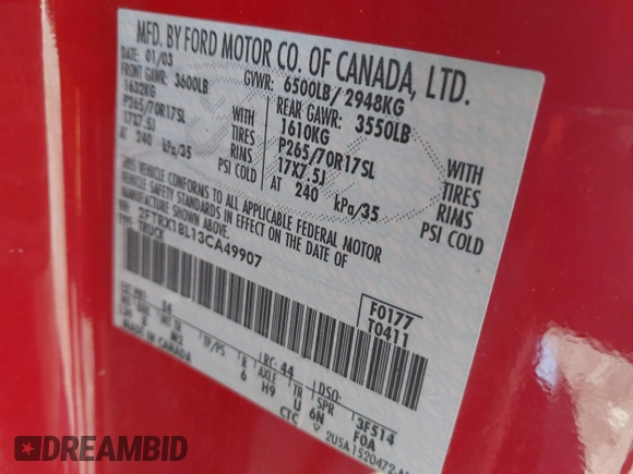 2003 Ford F-150 XL with VIN 2FTRX18L13CA49907, listed as a IAAI auction lot 41781349 with 132,944 mi miles. Bid and sale history available at carsss.com. Image 9.