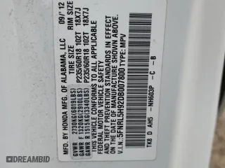 2013 Honda Odyssey Touring with VIN 5FNRL5H92DB007800, listed as a Copart auction lot 50518975 with 164,485 mi miles and Salvage Title. Bid and sale history available at carsss.com. Image 13.