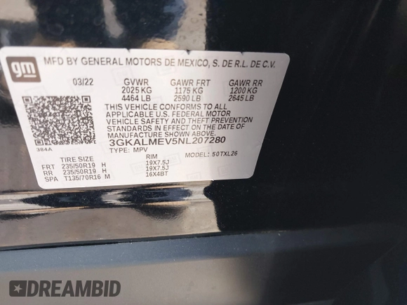 2022 GMC Terrain SLE with VIN 3GKALMEV5NL207280, listed as a IAAI auction lot 42489040 with 16,501 mi miles and . Bid and sale history available at DreamBid. Image 9.