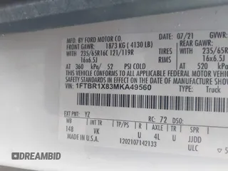 2021 Ford Transit Cargo with VIN 1FTBR1X83MKA49560, listed as a IAAI auction lot 41657997 with 44,518 mi miles and . Bid and sale history available at DreamBid. Image 9.